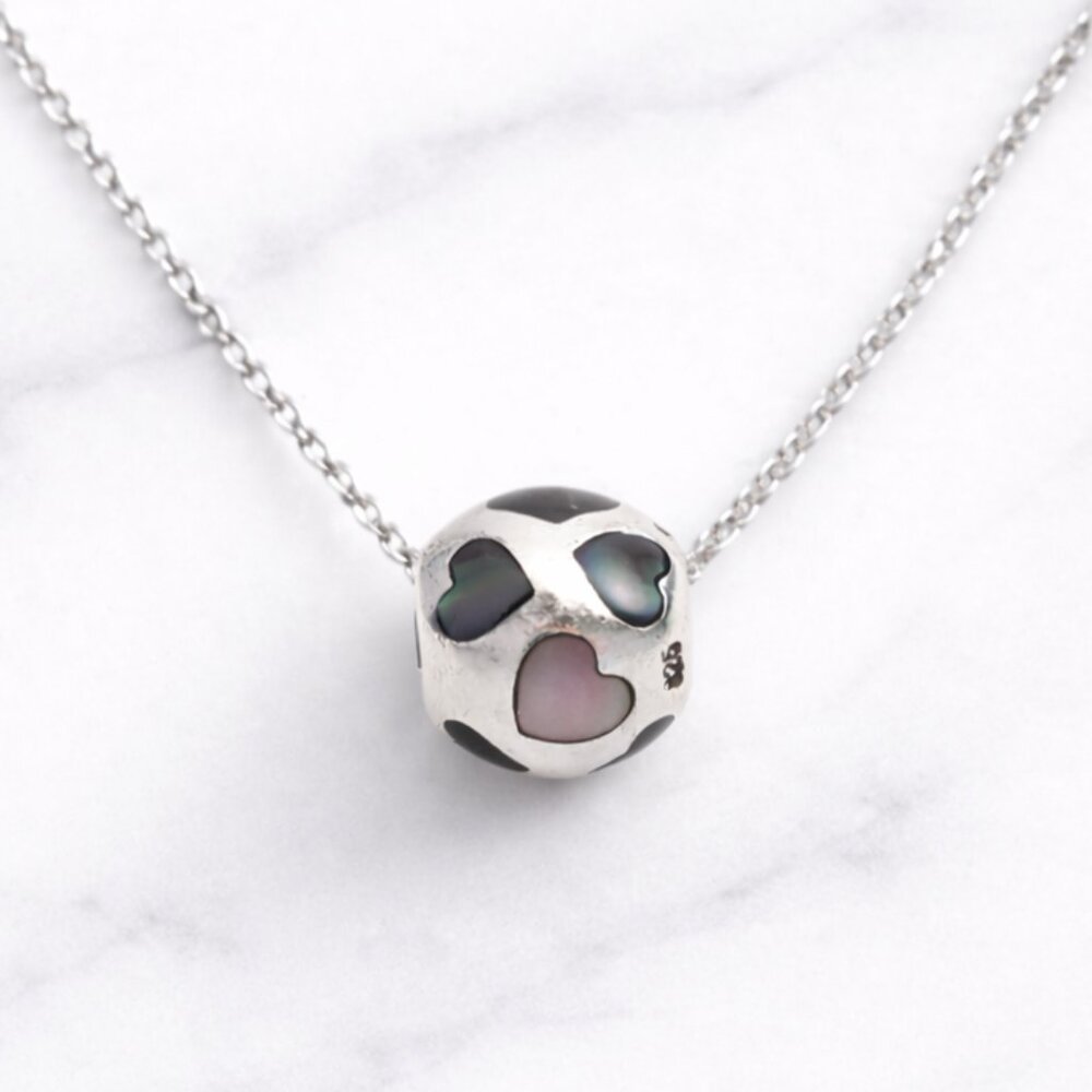 Authentic Pandora Sterling Silver Love Me Black Mother of Pearl Bead 790398MPB
